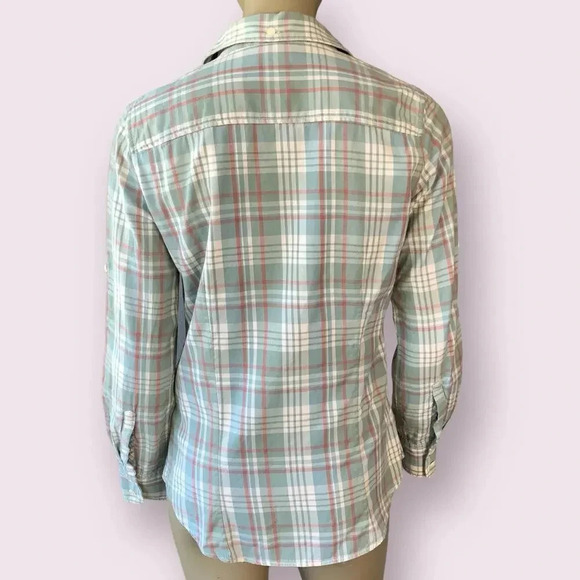 J. Crew Perfect Shirt Western Plaid Button Up Long Sleeves Size S Green Cotton - Picture 2 of 15